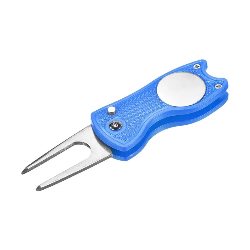 Foldable Golf Divot Repair Tool with Magnetic Ball Marker