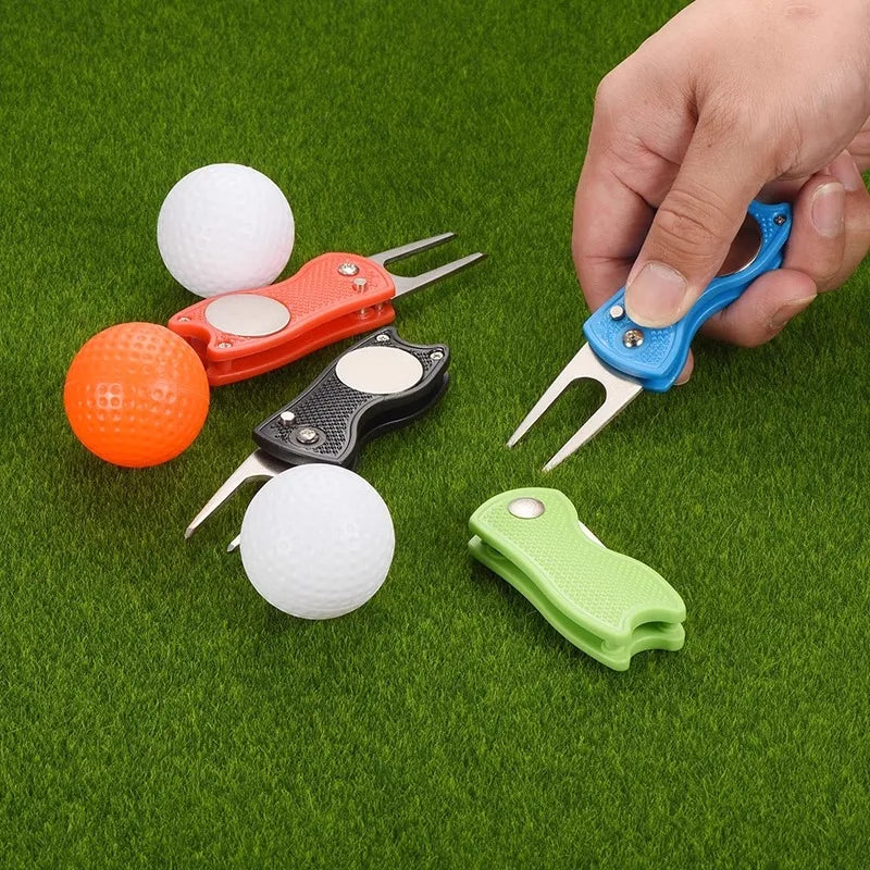 Foldable Golf Divot Repair Tool with Magnetic Ball Marker