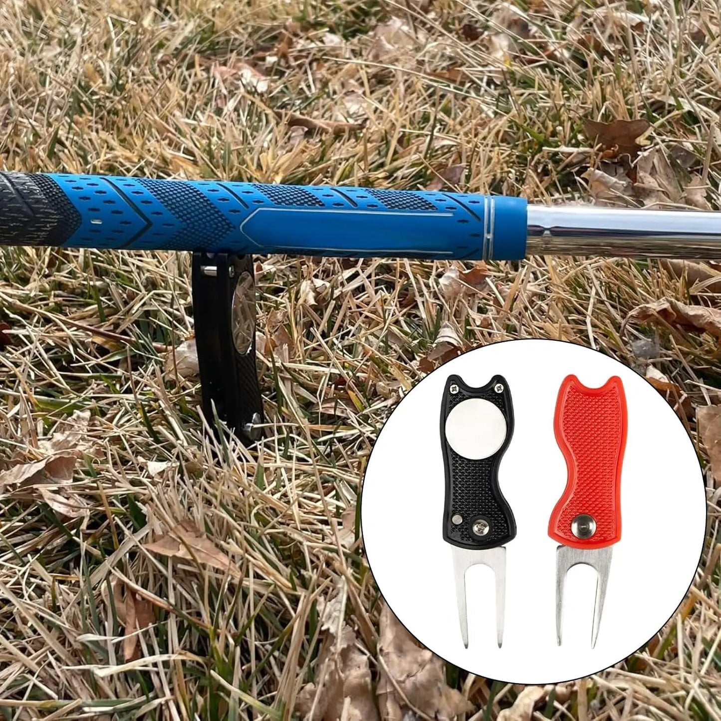 Foldable Golf Divot Repair Tool with Magnetic Ball Marker