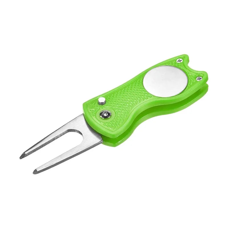 Foldable Golf Divot Repair Tool with Magnetic Ball Marker