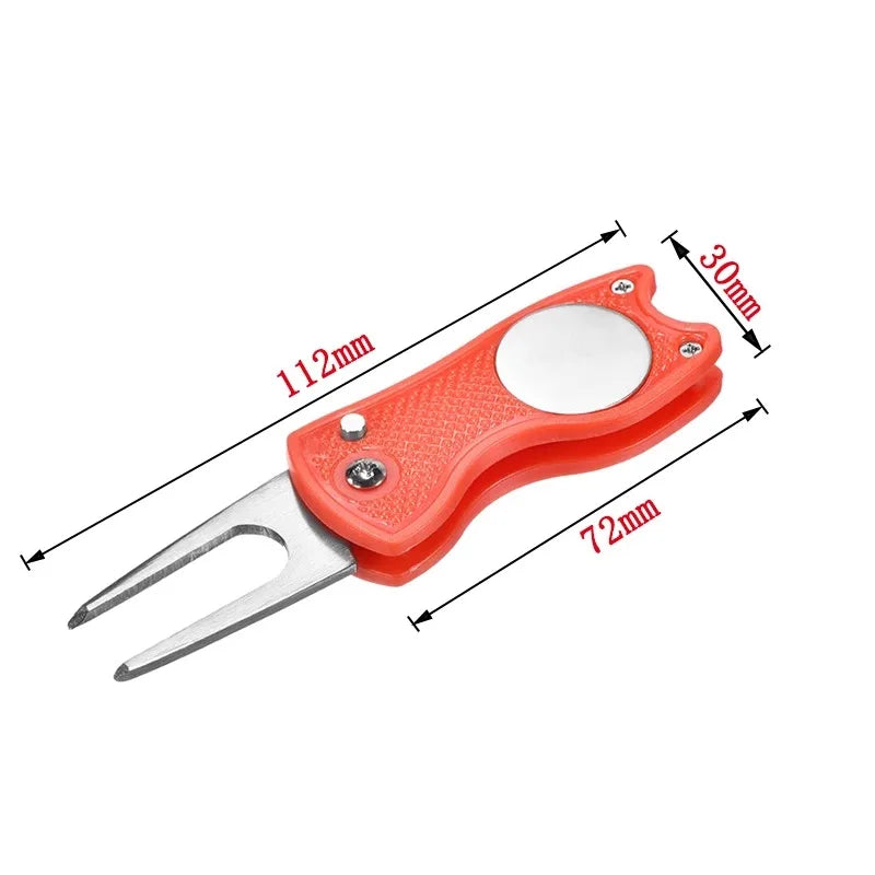 Foldable Golf Divot Repair Tool with Magnetic Ball Marker