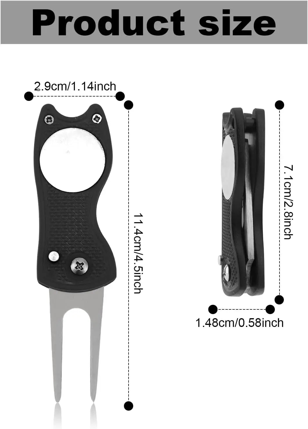 Foldable Golf Divot Repair Tool with Magnetic Ball Marker