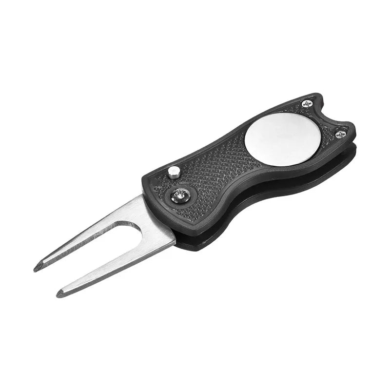 Foldable Golf Divot Repair Tool with Magnetic Ball Marker